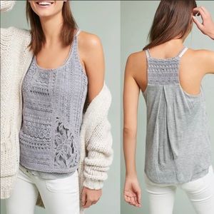 NWT Anthropologie TINY Anaheim Lace Top Grey XS